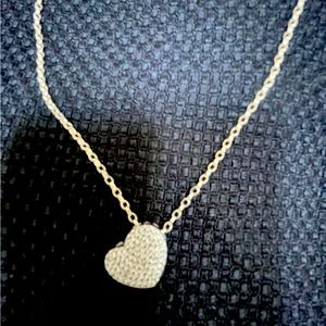 Sterling silver pave cz heart necklace
